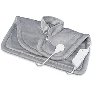 medisana Hp 622 Cuscino Riscaldante per Collo e Spalle, Mantella Riscaldante Elettrica, Protezione Contro il Surriscaldamento e Spegnimento Automatico, 6 Livelli di Temperatura, Lavabile, Grigio