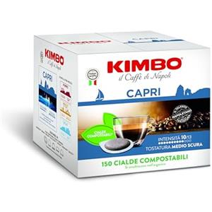 Kimbo, Capri, Le Meraviglie del Gusto, 150 Cialde Caffè Compostabili, Gusto Intenso, Intensità 10/13, Tostatura Medio-Scura, 1 Pack da 150 Cialde