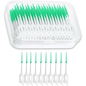 NXPUXP 200 Pezzi Spazzolini Scovolini Silicone,Scovolini Dentali,Scovolini Interdentali,Scovolini Denti-Scovolini per Gli Spazi Interdentali(Verde)