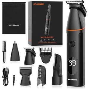 MAXGROOM - Rasoio elettrico 4 in 1 da uomo, con rasoio elettrico per naso, ricaricabile, per corpo, parti private, barba, schiena, pubico (nero)