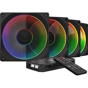 GAMDIAS Aeolus M3 - Kit di 4 Ventole RGB da 12cm con Centralina e Funzione PWM