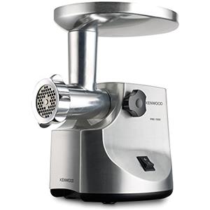 Kenwood MG516 tritacarne elettrico professionale, 3 dischi in dotazione accessorio grattuggia con 4 rulli, chiave per ghiera e pestello, produzione fino a 2kg al min, tramoggia in alluminio, metallo
