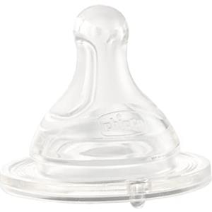 Chicco Tettarella Compatibile con Biberon Perfect 5, Benessere e Original Touch , 4+ Mesi, Anticolica, Tettarella Flusso Veloce, per i Bambini Più Grandi, in Silicone Soft Sense, Trasparente, 2 Pezzi