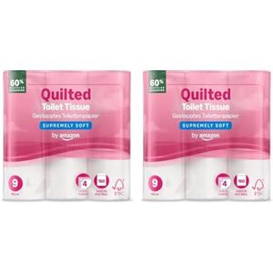 by Amazon Carta Igienica, 4 Veli Trapuntata, Ultra Morbida, 9 unità 9 unità (Confezione da 8), 160 Fogli per Rotolo, Certificata FSC