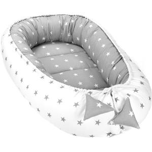 Totsy Baby Riduttore lettino neonato - 90x50 cm baby nest trasportabile per neonati nido culla pod cocoonababy babynest antisoffoco Asterisco Grigio-Bianco