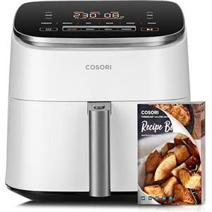 COSORI Friggitrice ad Aria Turbo Blaze 6L (1,36Kg), Air Fryer con DC Motore, 9 + 1 Funzioni & 5 Velocità della Ventola Automatica, 110 Ricette & 96 Tabelle di Cottura degli Ingredienti, 1725W, Bianco