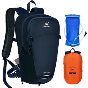 ONETOALL Zaino da Ciclismo 15L con Coprizaino & Sacca Idrica, Zaino Mtb Traspirante per Uomo e Donna, Zaini Hiking Antifurto per Viaggio, Zaino Sci Piccolo, Zaino Trekking per Escursione Breve