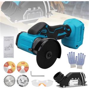 Kistrba Sega circolare a batteria compatibile con batteria al litio Makita da 18 V, senza spazzole da 3 pollici, mini sega circolare a mano con 2 lame (76 mm), 0-20000 giri/min, per tagliare legno, plastica,