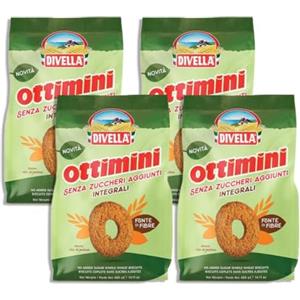 CAIYA 4X Divella Ottimini Frollini Integrali Friabili Senza Zuccheri Aggiunti Fonte di Fibre 400g