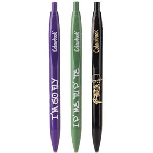 Colourbook Geolier - Set di 2 Penne a Sfera a Scatto, Tratto 1 mm, Inchiostro Blu (Nero/Verde/Viola)