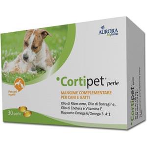 Aurora Biofarma Cortipet Perle - Alimento Complementare per Cani e Gatti con Oli di Borragine, Enotera, Ribes Nero e Vitamina E per la Bellezza del Pelo - 30 Perle