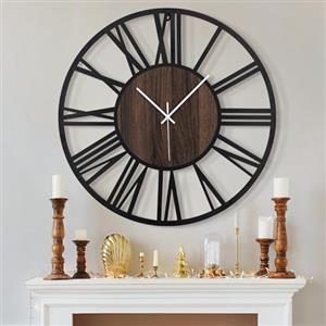 HAITANG Grande orologio da parete silenzioso, senza ticchettio, funziona a batteria, rotondo, moderno, grande orologio da parete in legno, per soggiorno, camera da letto, cucina, decorazione da parete