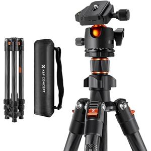 K&F Concept Treppiede Carbonio, 162cm Treppiede Fotocamera Leggero, Treppiede Viaggio, Treppiedi Reflex Professionale Portatile Compatto con 360° Testa a Sfera Carico Fino a 8 kg (Solo 1.13kg)