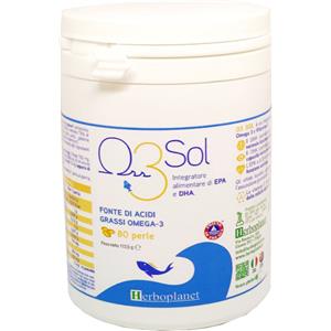 Herboplanet O3 Sol - Integratore Omega-3 e Vitamina E, 80 Perle