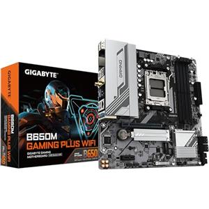 GIGABYTE B650M GAMING PLUS WIFI Scheda madre - CPU AMD Ryzen 9000, VRM a 5+2+2 fasi, fino a 8000 MHz DDR5, 2xPCIe 4.0 M.2, LAN 2.5GbE, WIFI 6E, USB 3.2 Gen 1
