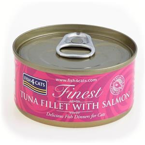 Fish4Cats Filetti di Tonno con Salmone 70g - Cibo Umido Sano per Gatti Adulti