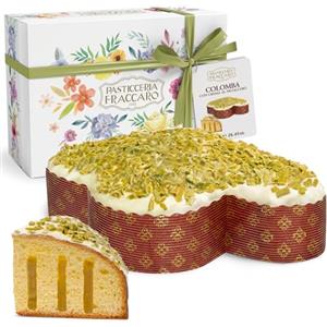 Pasticceria Fraccaro 1932 Colomba al Pistacchio Artigianale, 750gr - Pasticceria Fraccaro 1932, Farcita con Crema al Pistacchio, Glassata con Cioccolato e Granella di Pistacchio, Impasto con Lievito Madre, Incarto Regalo