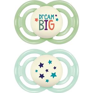 MAM Perfect Night Confezione Doppia Succhietto 6+ Mesi (Set da 2), Ciuccio MAM 6-16 mesi che si illumina al buio, Kit da 2 accessori neonato per lo sviluppo orale con porta ciuccio, Verde
