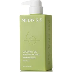 Medix 5.5 Lozione all'olio di cocco Cura della pelle Crema idratante viso e corpo, con miele di Manuka, vitamina E e aloe vera Aiuta a riparare visivamente pelle secca, cicatrici, smagliature e rughe,