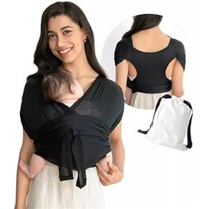 Constprog Fascia elastica per bebè, marsupio portabebè per neonati (nero, L)