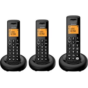 ALCATEL E260 S. Voice Trio - Telefono Fisso Cordless DECT con Segreteria - Design Compatto - Grande Display Retroilluminato - Vivavoce - Funzione Blocco Chiamate Indesiderate - 3 Portatili - Nero