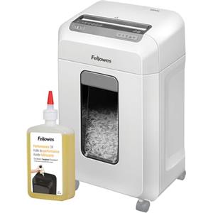 Fellowes Distruggidocumenti a microframmento 12Ms, 12 fogli, per casa e ufficio, con tecnologia SafeSense, livello di sicurezza P4 [ESCLUSIVA AMAZON] + Olio per Distruggi Documenti, 355 ml
