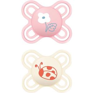 MAM Perfect Start Succhietto in Silicone 0-2 Mesi - Set da 2 con Porta Ciucio e Sterilizzatore, Rosa/Neutro