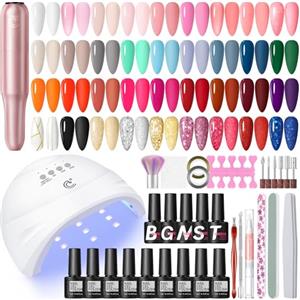 COSCELIA Set di unghie in gel da 35 colori con lampada per unghie e frese elettriche, base e top coat per unghie in gel, starter set per unghie fai da te