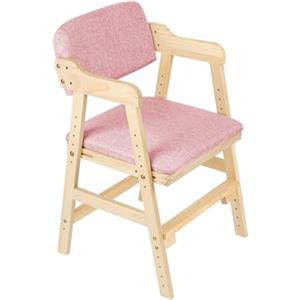 HUOLE Seggiolone Pappa in Legno, Sedia da Bambini per Studio e Mangiare, Altezza Regolabile da 35 a 51 cm, Carico da 70KG, per Bambini 8+ Mesi, 48 * 46 * 78 cm - Rosa