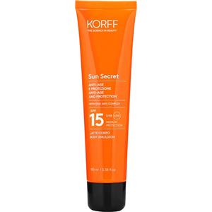 Korff Sun Secret Latte Solare Corpo SPF15 - Protettivo, Anti-Age, Resistente all'Acqua, 100ml