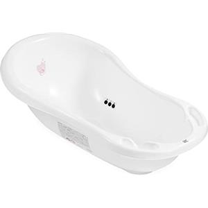 Hylat Baby Hug Me Bianca Vaschetta Bagnetto Neonato con Tappo di Scarico e Termometro, Vaschetta Antiscivolo per Bambini Fino a 12 Mesi in Plastica Senza BPA, Vaschetta per Neonati, Bambini