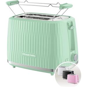 Russell Hobbs Tostapane 2 fette, 6 gradi di doratura, con Pinze, Scongela, Riscalda, Cancella selezione, Vassoio raccogli briciole, Riscalda panini, esterno testurizzato, Eden Pistacchio 27374-56