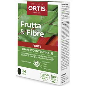Ortis Frutta & Fibre Forte - Integratore Alimentare per il Transito Intestinale con Rabarbaro e Carvi - 24 Compresse