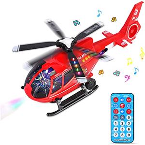 SHANNA Aerei Giocattolo Bambini, Telecomandato Giocattolo dell'aeroplano Aeroplano di Giocattoli Educativi per Veicoli, Elicottero Giocattolo con luci a LED e musica Ragazzo Ragazze Regalo (rosso)