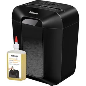 Fellowes distruggi documenti a frammento LX50, 9 fogli, trita documenti per casa e piccolo ufficio, uso personale, nero + Olio per Distruggi Documenti, 355 ml - Olio Lubrificante con Beccuccio