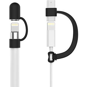 MoKo Portapenne per Apple Pencil 1a Generazione, Cavo USB e Cappuccio per Penna, Custodia Protettiva in Silicone Leggero per Apple Pencil, Accessori per Apple Pencil, Nero