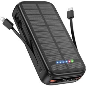 Anyzoo Power Bank Solare 20000mAh, 20W PD3.0 QC3.0 Ricarica Rapida Powerbank USB C Solare Caricatore Portatile con 4 Ingressi e 5 Uscite, Batteria Esterna per iPhone 15 14 13 iPad Pro Samsung Tablet etc