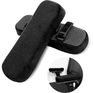 Qaestuan 2 Pezzi Copri Braccioli Sedia Ufficio, Bracciolo Ergonomico Cuscini, Cuscino Universale Rimovibile Braccioli, con Gel Memory Foam, Usato per Alleviare la Pressione del Gomito (Nero)