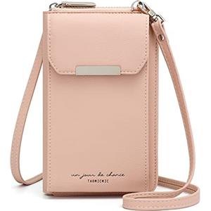 REETEE Borsa a Tracolla per Cellulare Portafoglio Donna in Pelle Borsa Piccola Tracolla Donna Pochette Portafogli Portamonete Donna con Tracolla Borsa Porta Cellulare (rosa)