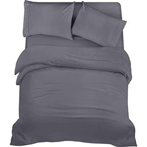 Utopia Bedding Set Copripiumino da 4 Pezzi - Copripiumino 230x220cm, Lenzuolo con Angoli 150x200cm, Federe 50x75cm - (Grigio, Matrimoniale)