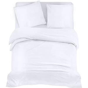 Utopia Bedding Set Copripiumino da 4 Pezzi - Copripiumino 200x200cm, Lenzuolo con Angoli 140x20cm, Federe 80x80cm - (Bianco, Matrimoniale)