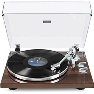 SeeYing Giradischi Vinili Trasmissione a Cinghia con Connettività di Uscita Wireless, Lettore con Contrappeso Regolabile e Cartuccia Magnetica e 2 Velocità 33/45 RPM, Conversione USB, Linea Fono