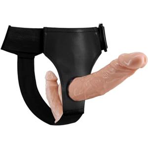CUPIDO TOYS Doppio Strapon Anale Indossabile per Donna - Uomo, Strap on doppio dildo realistico per Pegging Anale Uomo o Cintura Giochi Lesbo