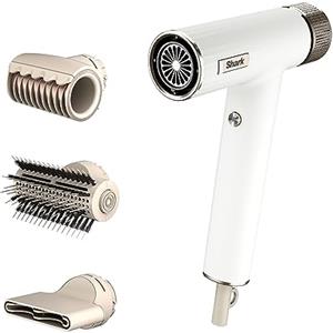 Shark SpeedStyle Plus RapidGloss Finish Think for Straight & Wavy Hair, 3 End Caps, Quick Drying, Removes Pistons, No Thermal Damage, Silk White HD333EU