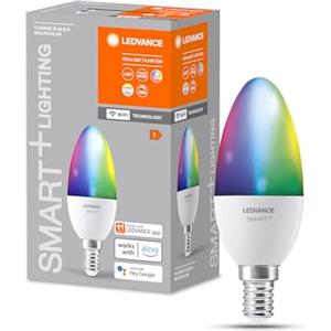 LEDVANCE Lampada LED SMART+ WIFI, smerigliata, 4,9W, 470 lm, forma classica a candela (Classic B), attacco E14, luce colorata e luce bianca, app o controllo vocale, durata fino a 20.000 ore
