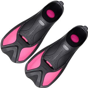 ENEN Pinne Corte da Nuoto e Snorkeling, Pinne Nuoto Piscina Pinne da Snorkeling per Bambini Adulti per Apnea Immersioni e Snorkeling (XS(36-37 Yardas),Rosa)