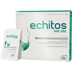 ALTA NATURA ECHITOS NAC 600 mg - Integratore Alimentare in 14 Bustine con N-acetil Cisteina, Bromelina e Eucalipto per il Tono della Voce e Fluidità Bronchiale