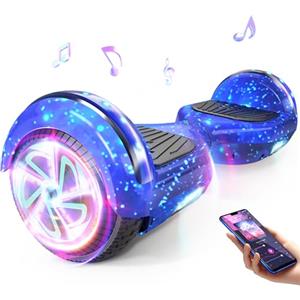 SISIGAD Hoverboard, Electric Scooters with Bluetooth & 6.5 Flash Wheels & LED Headlights Fender Lights, All Terrain for Kids