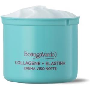 Bottega Verde - Collagene + Elastina, Ricarica Crema Viso Notte Antietà e Antirughe, 50 ml, Azione Elasticizzante, Favorisce la Produzione di Collagene e Elastina, Tutti i Tipi di Pelle