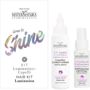 Maternatura, Kit Laminazione Capelli per Capelli Sfibrati, con Cheratina Vegetale, Cofanetto Balsamo Lamellare 150 ml + Cristallo Sublimatore 50 ml, Made in Italy